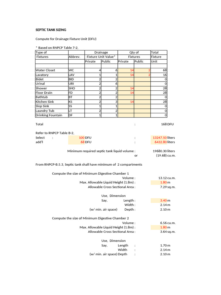 Septic Tank Sizing Guide and Calculations | PDF | Toilet ...