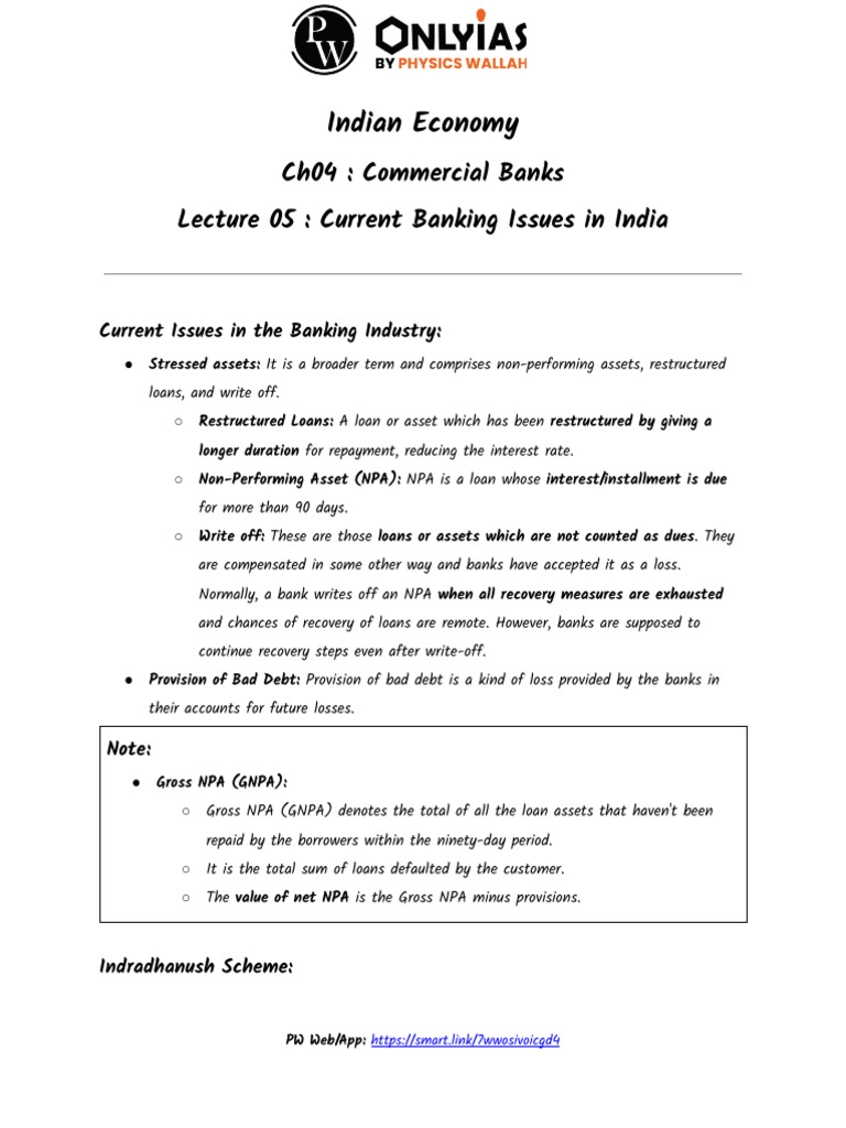 Current Banking Issues in India | PDF | Loans | Banks