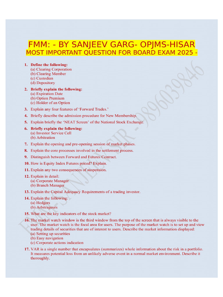 4 Marks Important Questions-1 | PDF