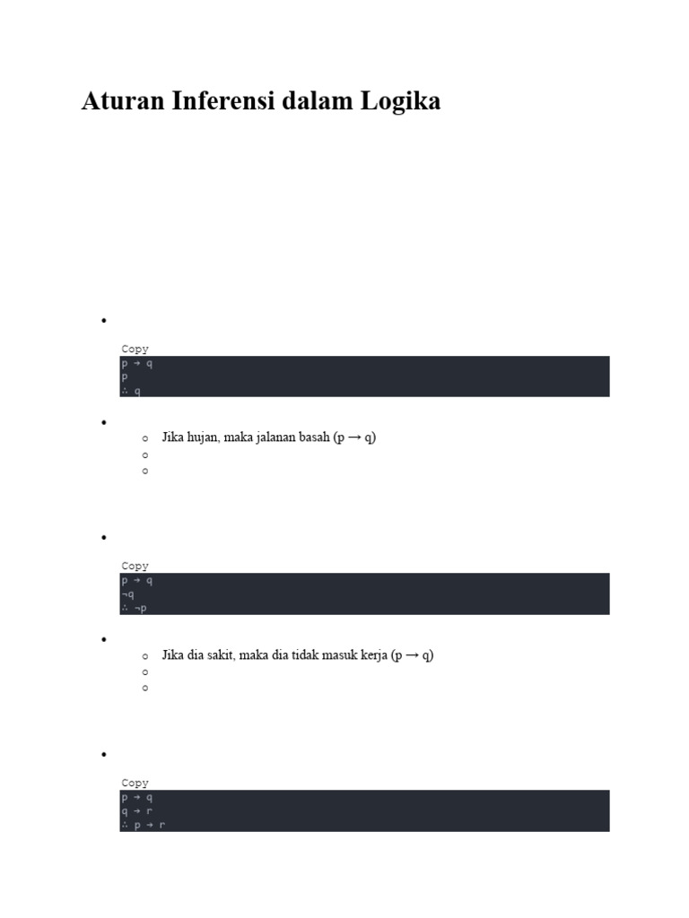 Aturan Inferensi dalam Logika Matematika | PDF