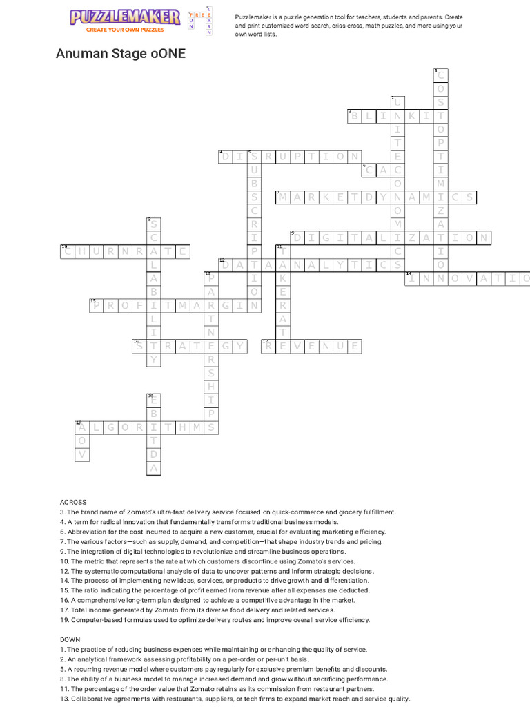 Criss cross puzzle discovery education puzzlemaker ans pdf