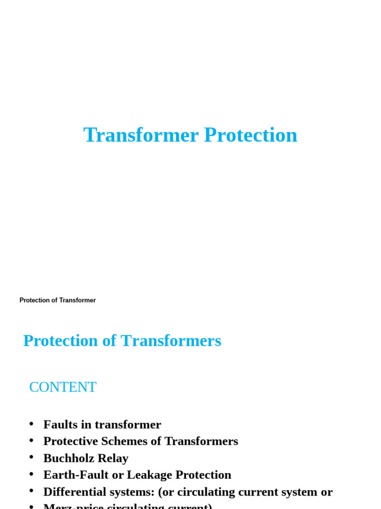 Transformer Protection and Safety Measures | PDF | Transformer | Relay