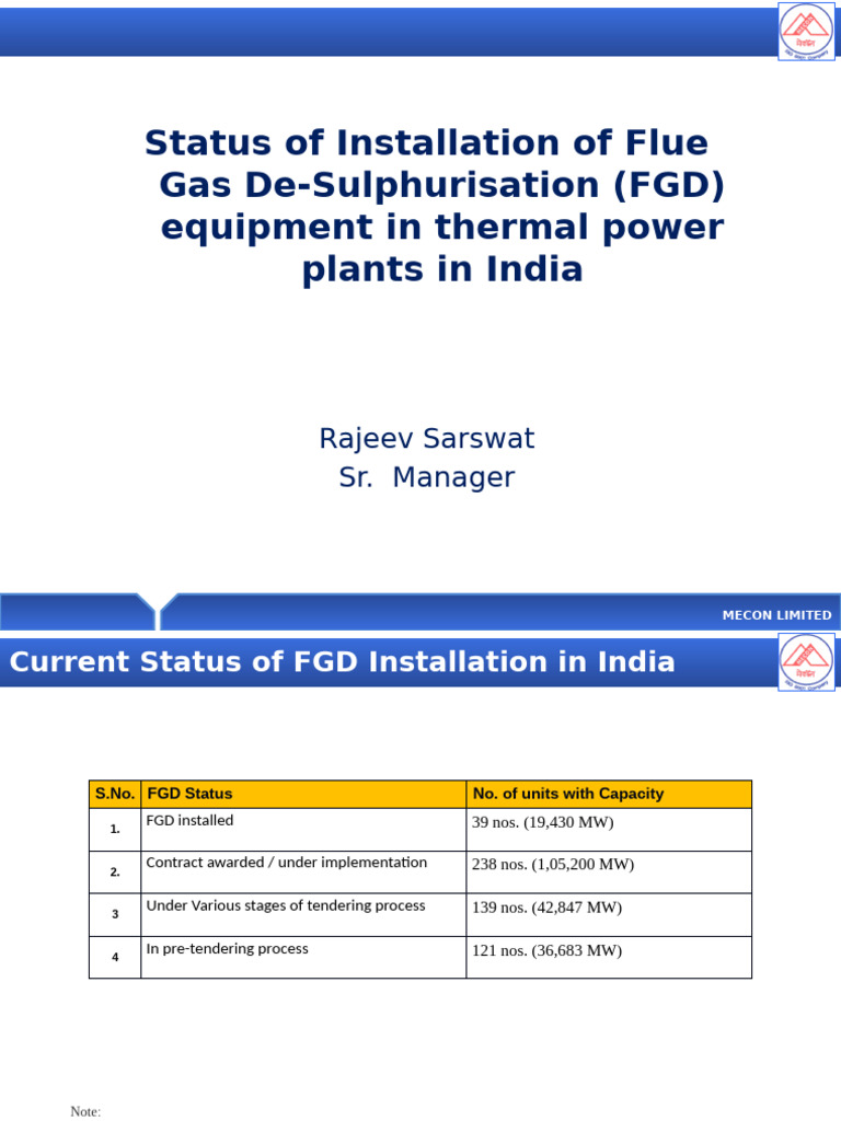 FGD Installation Status in Indian Power Plants | PDF | Power (Physics ...