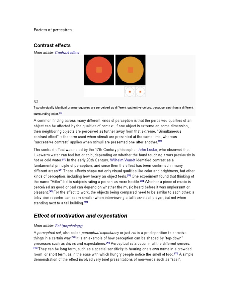 Perception Factors: Contrast & Expectation | PDF | Perception | Action ...
