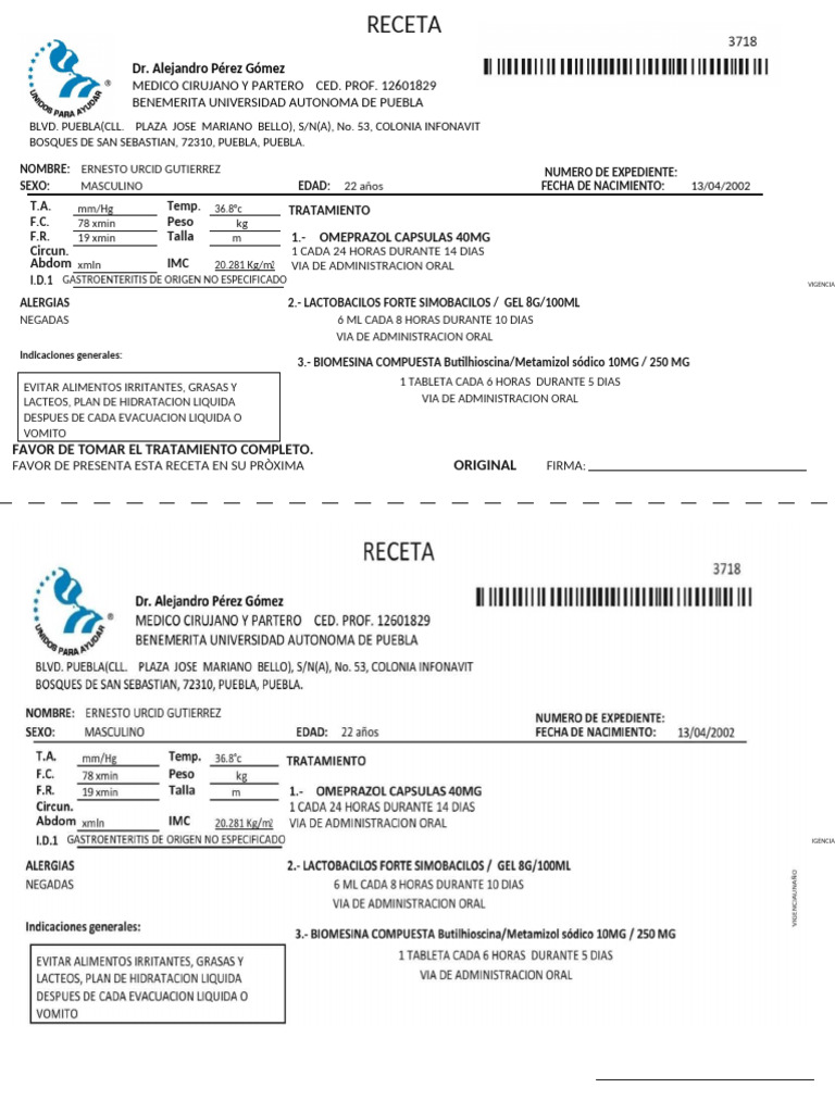 Receta médica Dr. Simi editable | PDF | Química medicinal | Drogas