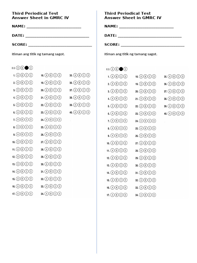 Sample Answer Sheet | PDF