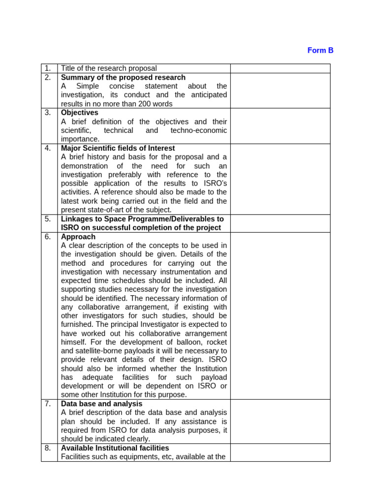 Research Proposal Guidelines for ISRO | PDF