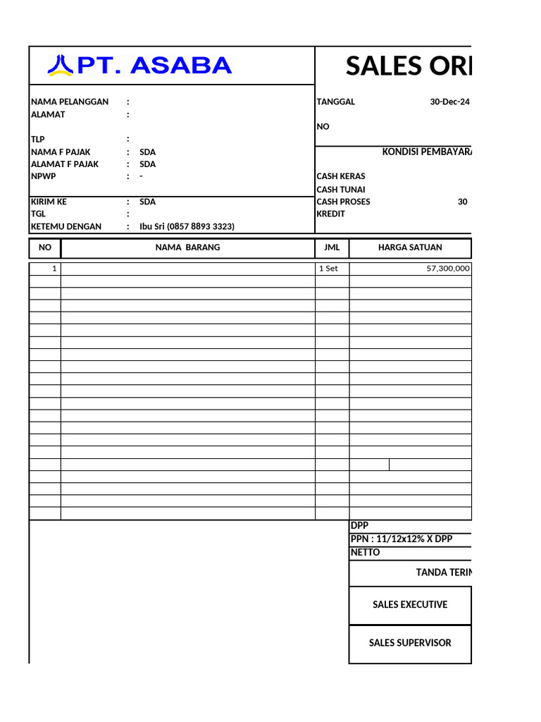 Order Penjualan 30 Des 2024 | PDF