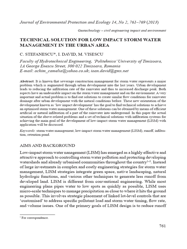 Low Impact Storm Water Management Solutions | PDF | Stormwater ...