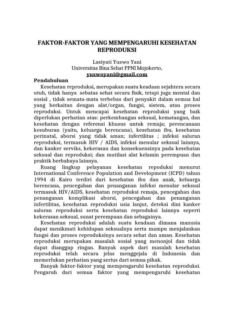 Faktor Mempengaruhi Kesehatan Reproduksi | PDF