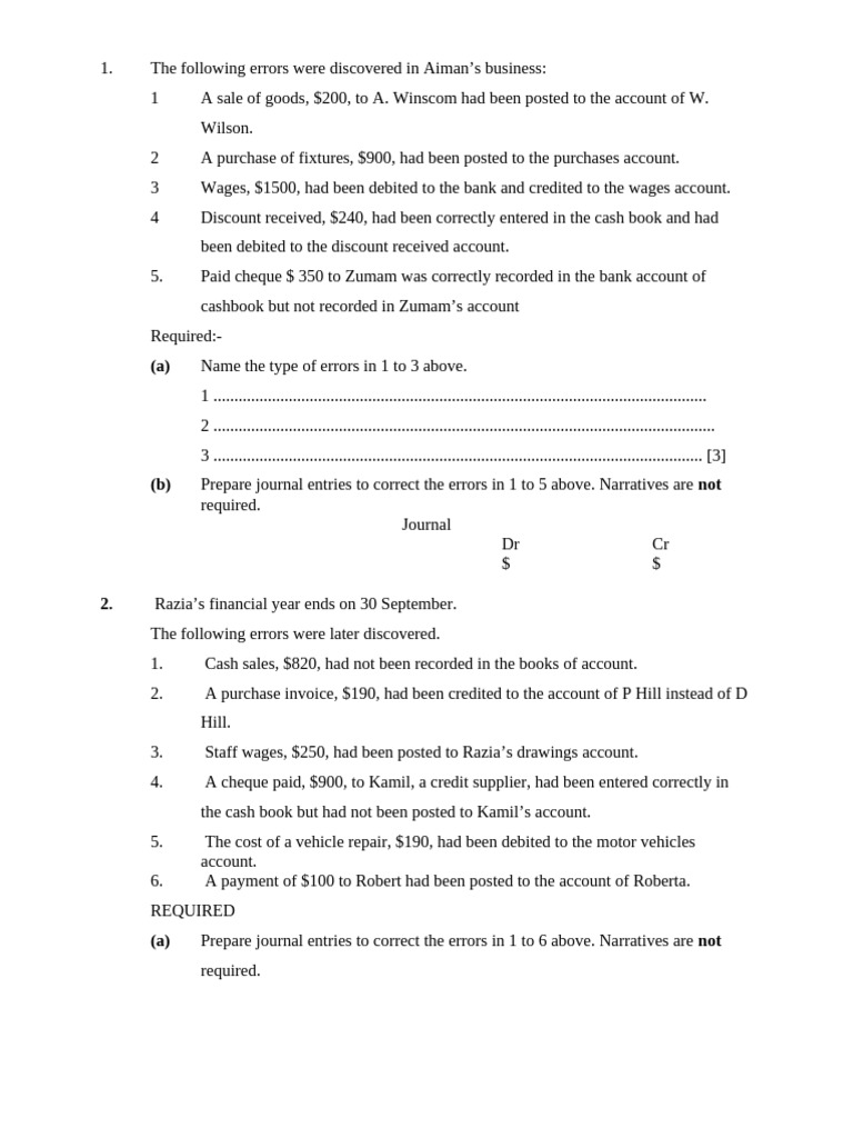 Errors and Correction | PDF