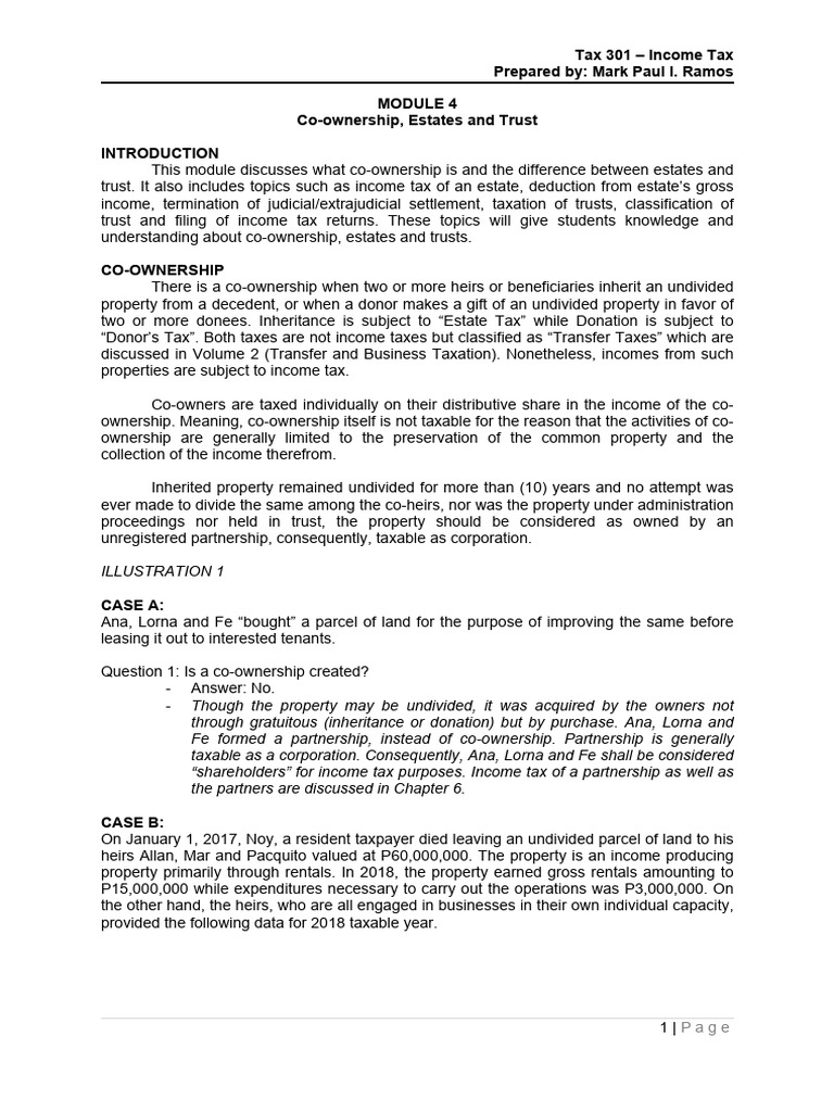 Co-ownership and Estate Tax Overview | PDF | Tax Deduction | Taxes
