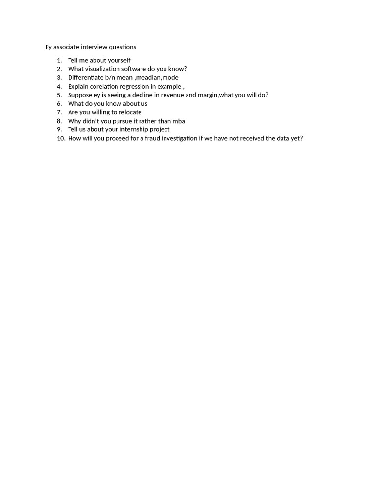 EY Associate Interview Guide | PDF