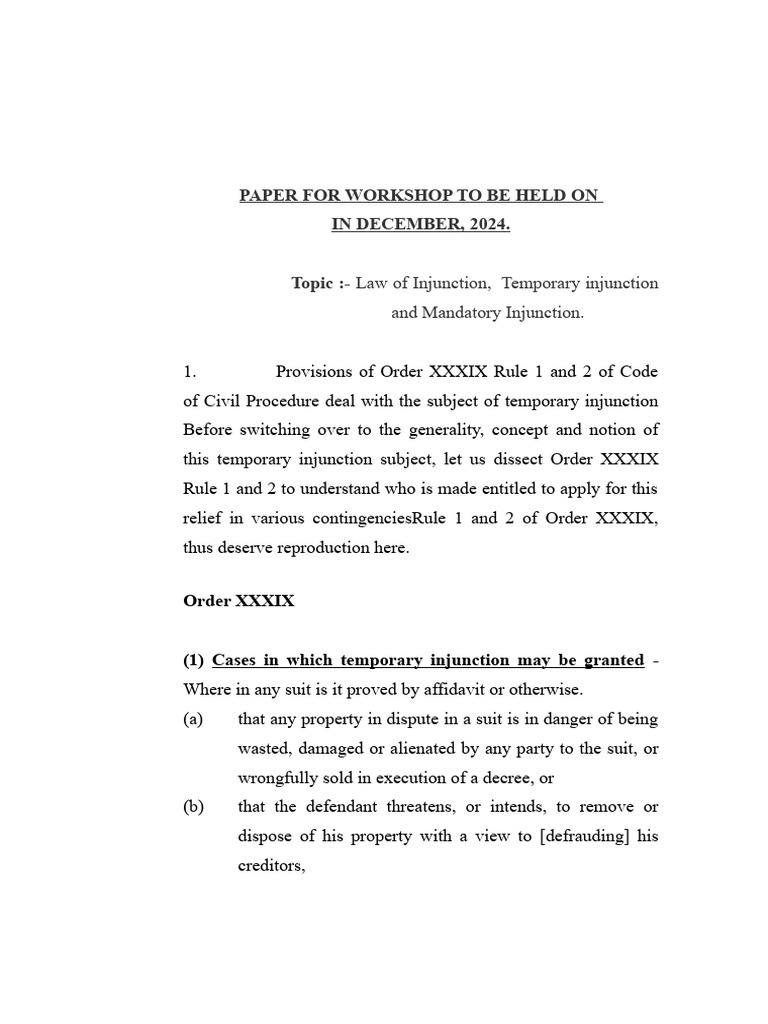 Law of Temporary Injunctions Explained | PDF | Injunction | Lawsuit
