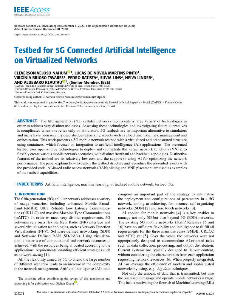 5G AI Testbed for Virtualized Networks | PDF | Computer Network ...