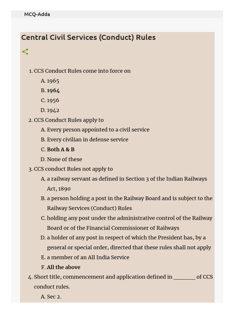 CCS Conduct Rules Overview and Quiz | PDF | Sexual Harassment | Harassment
