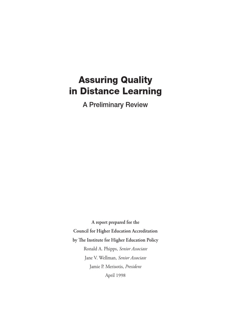 Assuring Quality in Distance Learning: A Preliminary Review | PDF ...