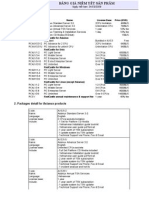 Bảng Giá Niêm Yết Sản Phẩm: 1. Price list table