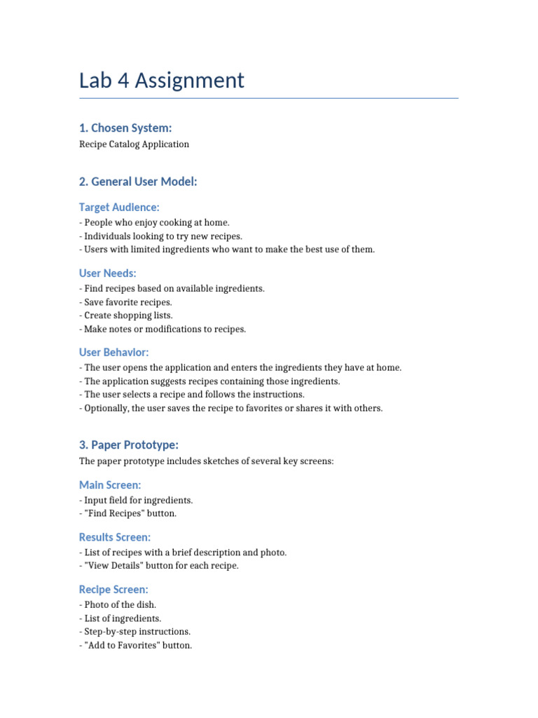 Lab 4 Assignment Recipe Catalog-1 | PDF