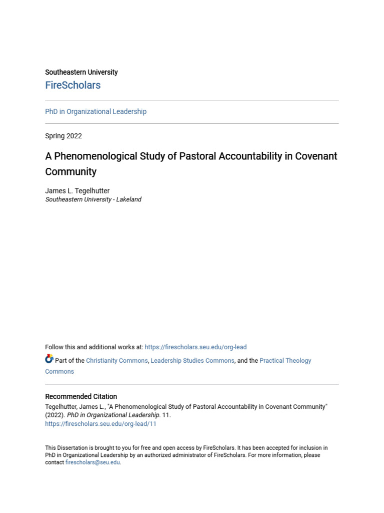 Pastoral Accountability in Covenant Community | PDF | Occupational ...