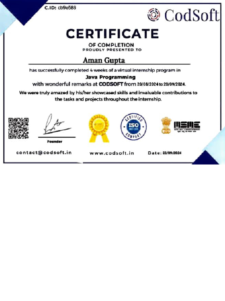 CodSoft Internship Completion Certificate | PDF