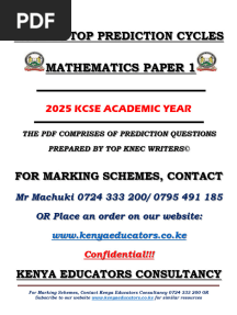 MAT PP1 KCSE 2025 TOP PREDICTION CYCLES