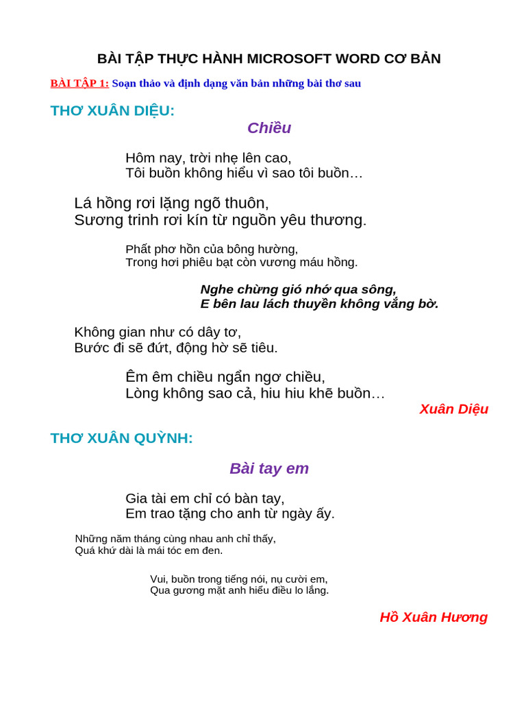 BAI TAP Word 1 TinHocNghePhoThong | PDF