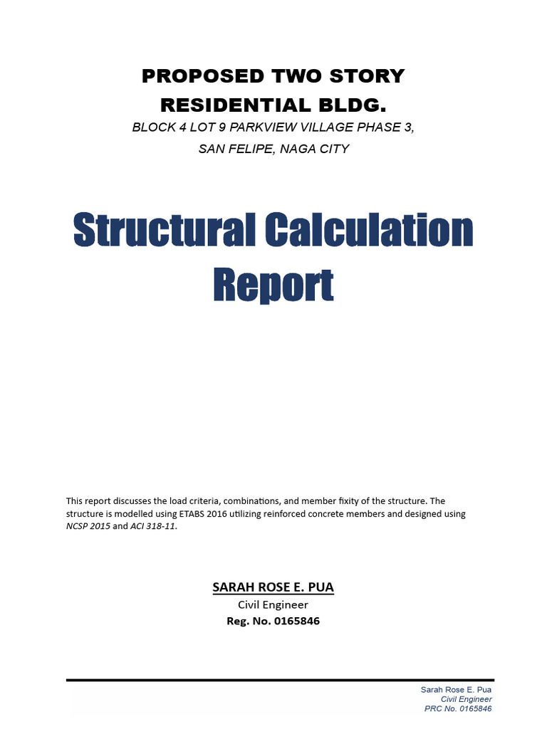Structural Calculation Report for Residential Building | PDF | Applied ...