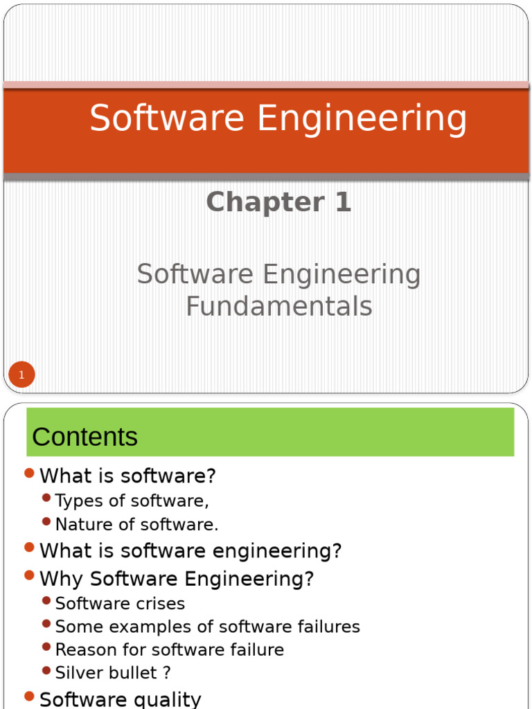 Chapter 1 Software Engineering Fundamentls Lecture 1 and 2 1 | PDF ...
