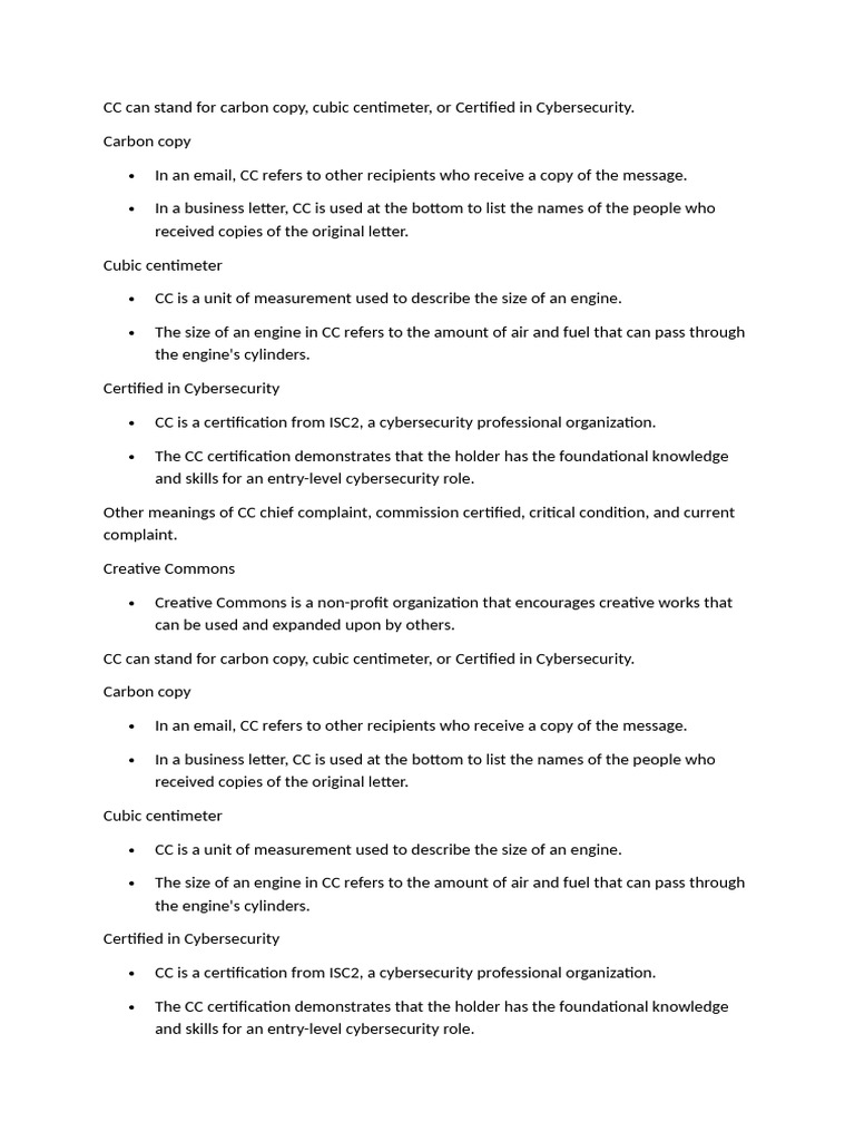 CC can stand for | PDF