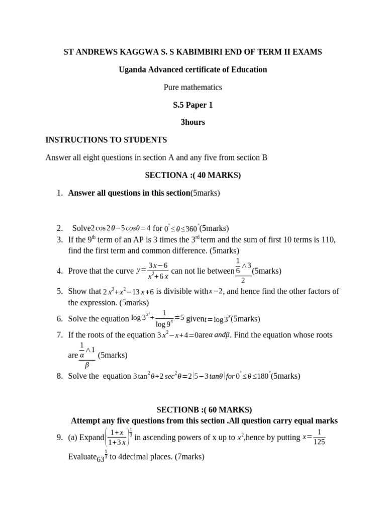 ZACS5MATH | PDF | Equations | Mathematical Concepts