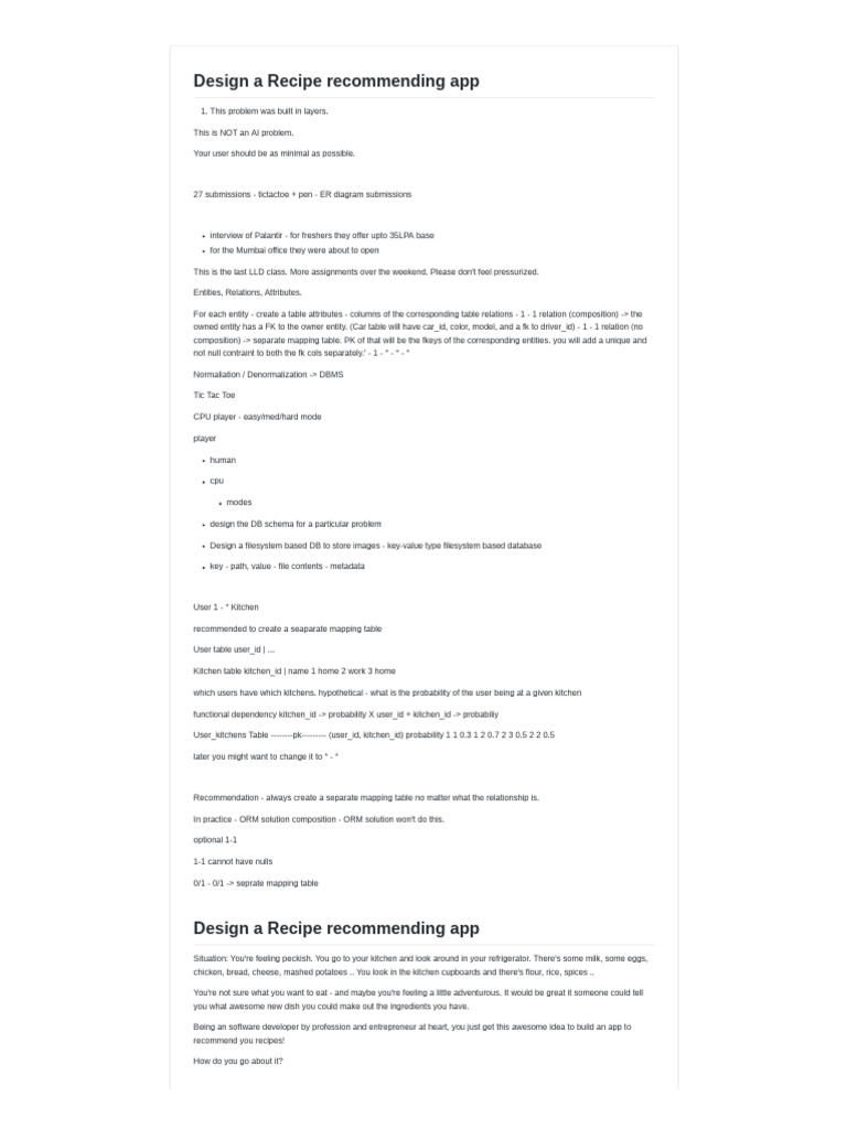 3.1. Design A Recipe Recommending App | PDF | Databases | Relational ...