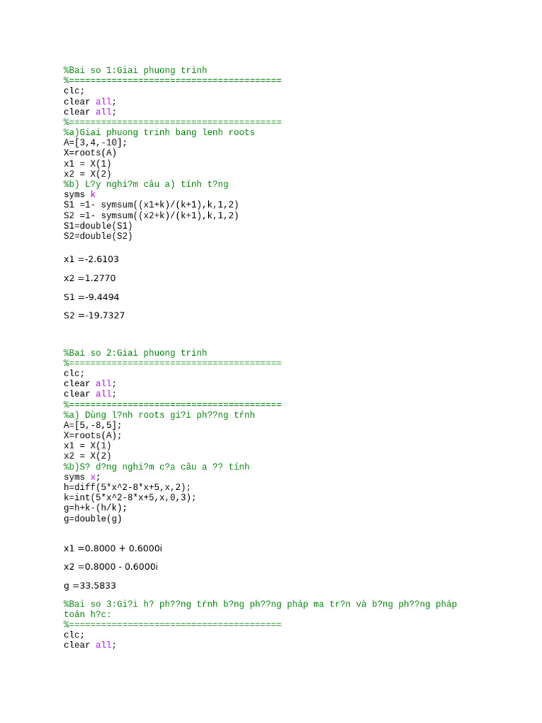 Baitapcanhan Matlab | PDF