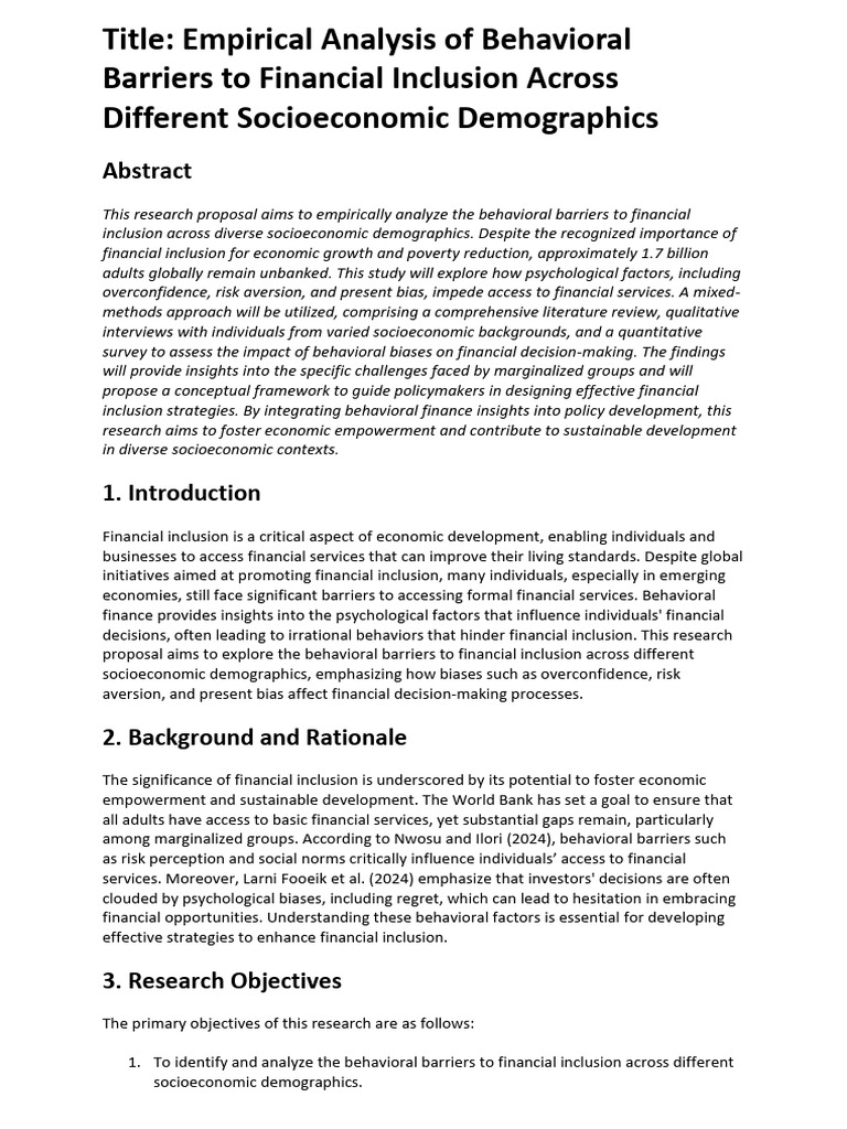 Behavioral Barriers to Financial Inclusion | PDF | Survey Methodology ...