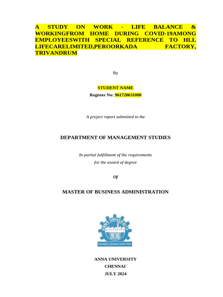 Project Front Page Format 2024 WORD | PDF