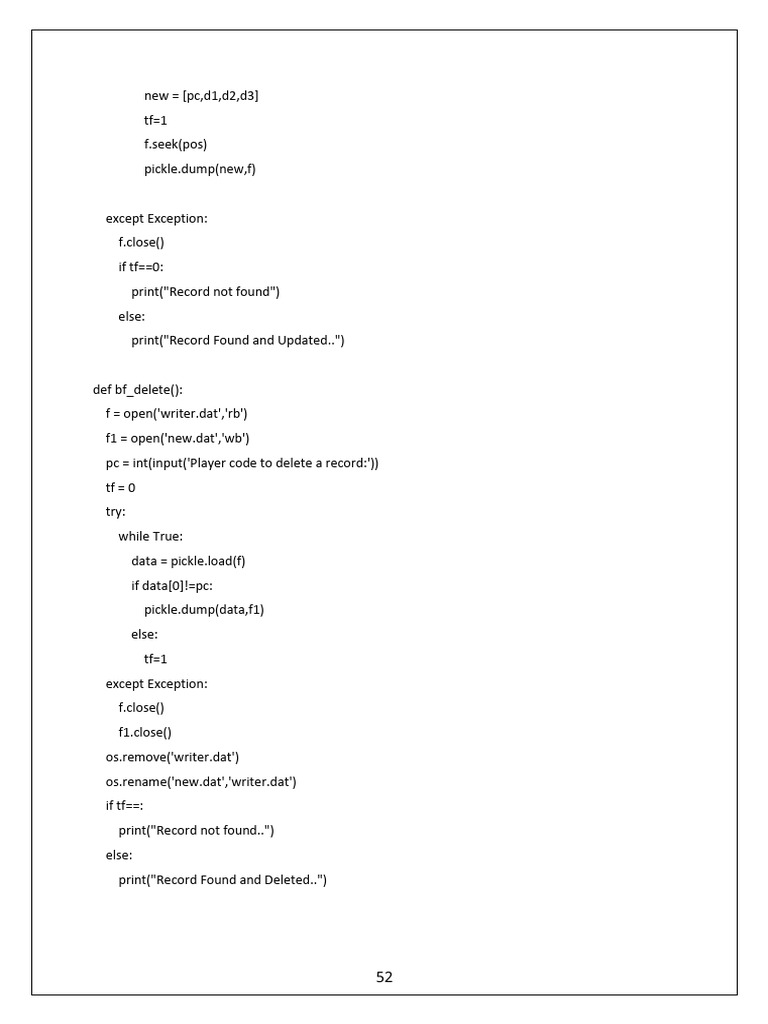 Player Record Management in Python | PDF