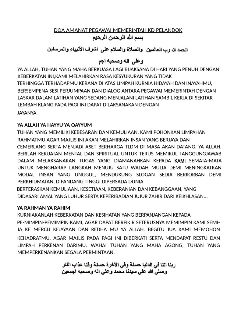 Skrip Doa Audit BTT 2023 | PDF