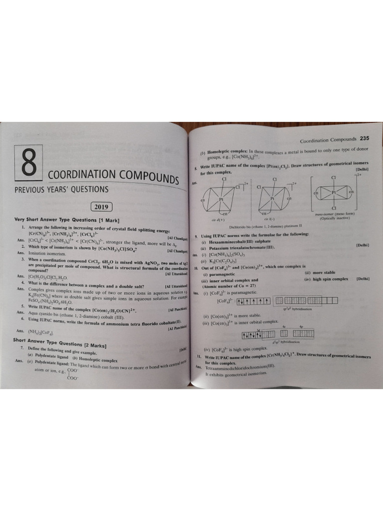 Coordination Compounds Chemistry Class XII | PDF