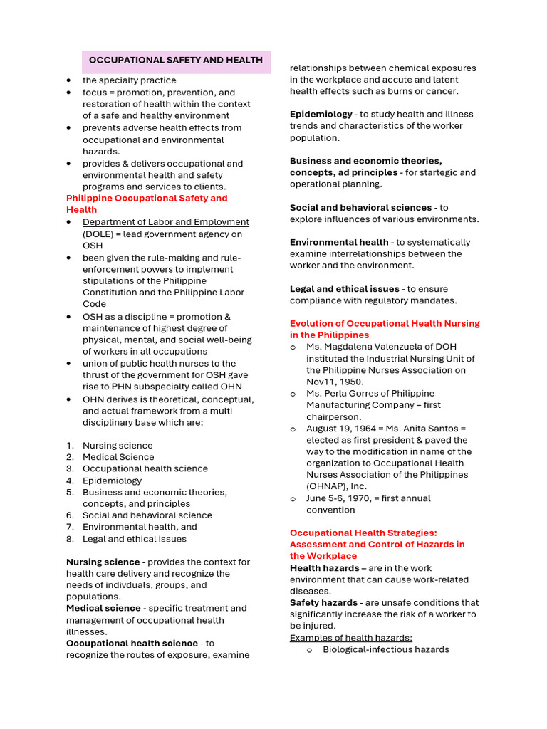 Occupational Health Care Nursing | PDF | Occupational Safety And Health ...