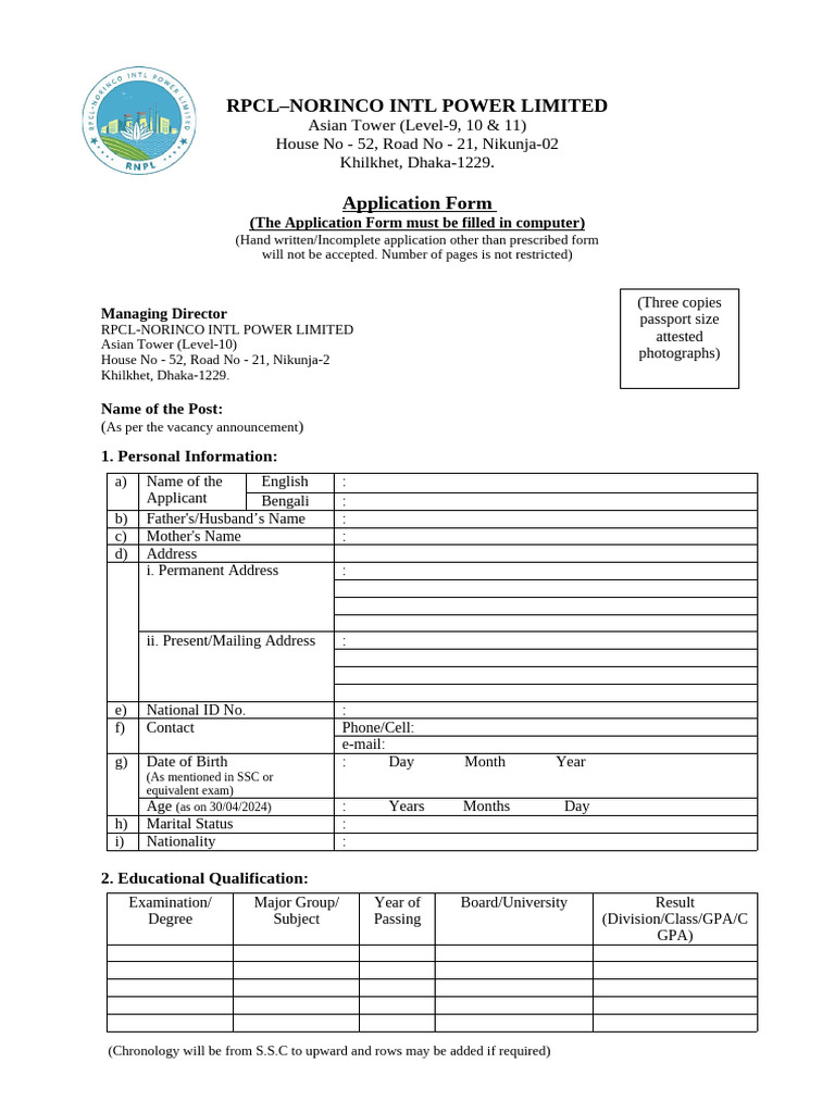 RNPL Application Form Guidelines | PDF | Qualifications