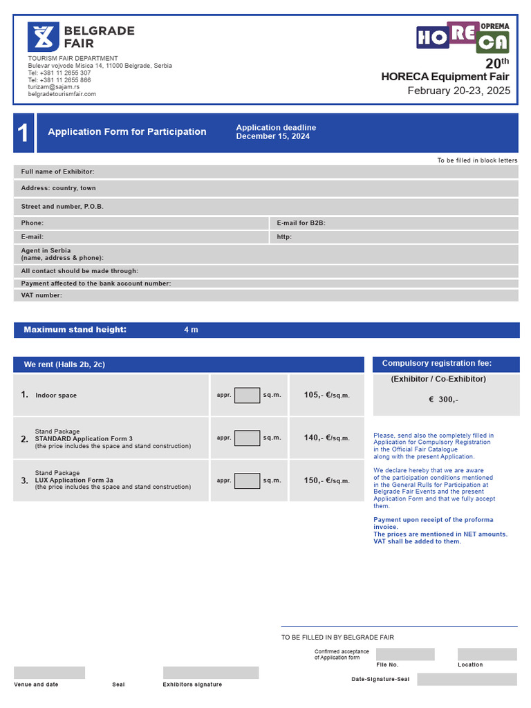 HORECA Equipment Fair Application 2025 | PDF | Receipt | Wi Fi