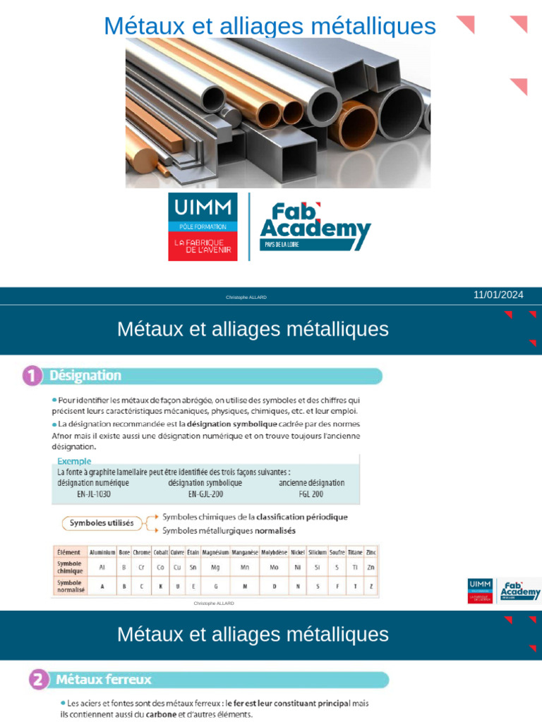 Métaux et Alliages Métalliques 2024 PDF — free download