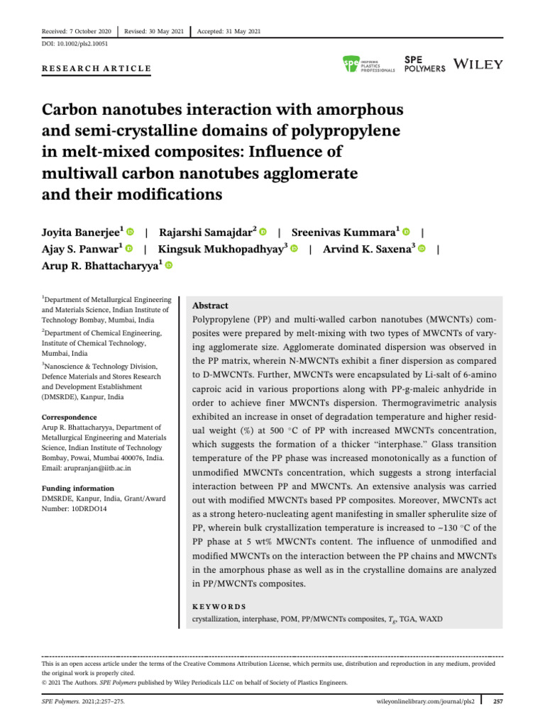 Carbon Nanotubes Interaction With Amorphous and Se | PDF | Carbon ...
