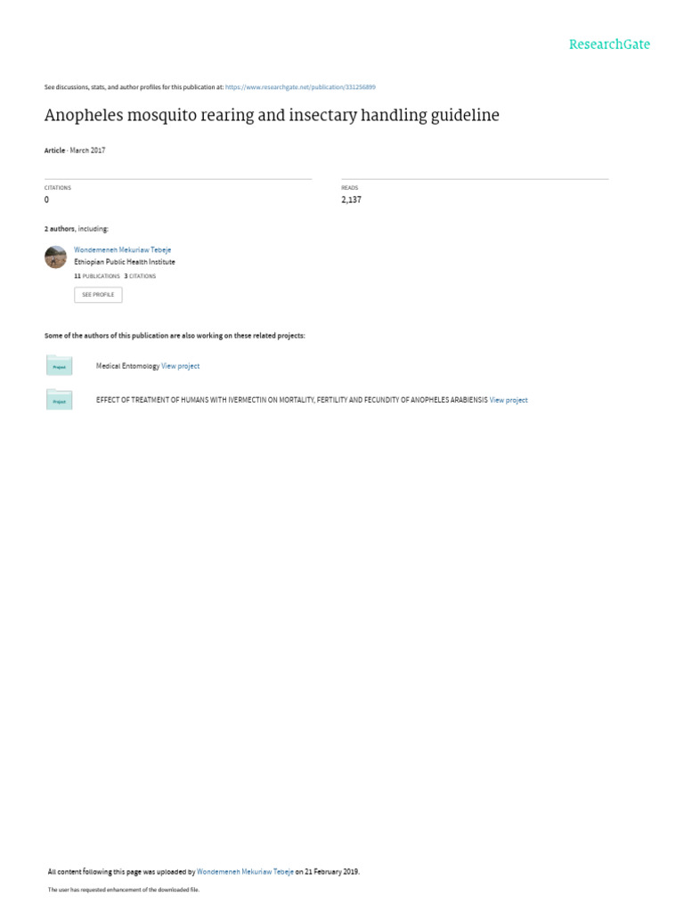 Anopheles-Mosquito-Rearing-And-Insectary-Handling-Guideline | PDF ...