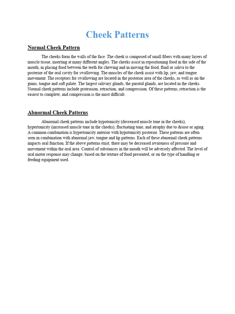 Cheek Patterns | PDF