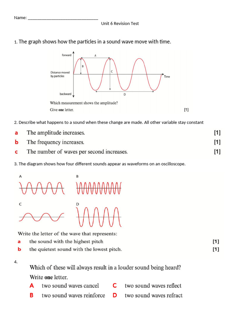 Sound Waves and Nebulae Revision Test | PDF