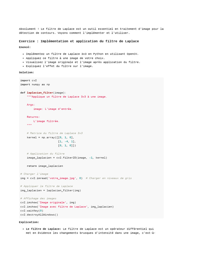 Application du filtre de Laplace en Python | PDF | Mathématiques ...