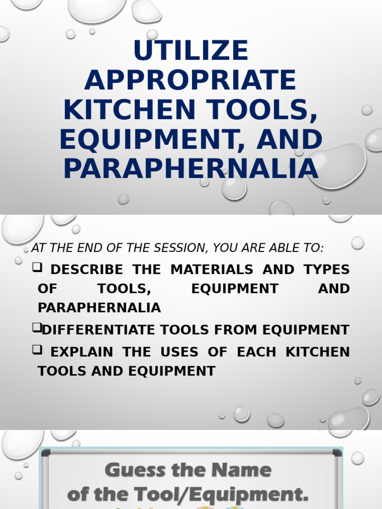 Essential Kitchen Tools and Equipment Guide | PDF | Cookware And ...