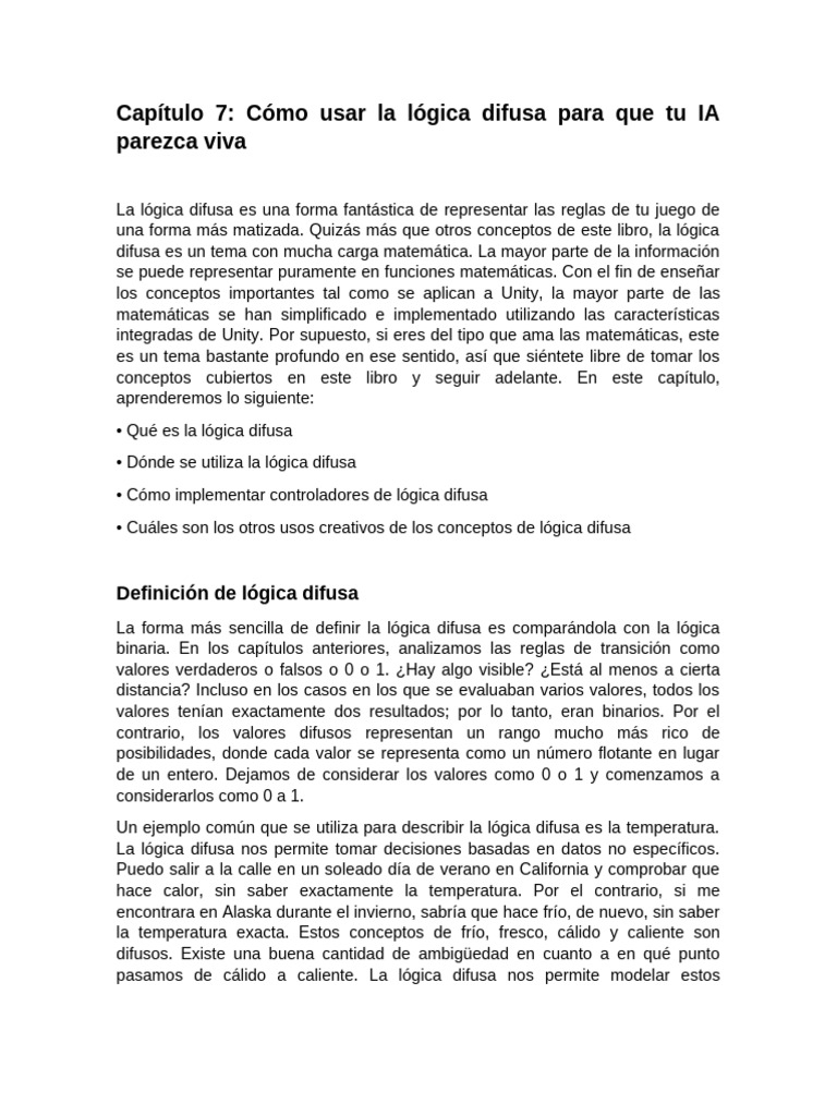 Lógica Difusa en IA para Juegos Unity | PDF | Lógica difusa | Lógica