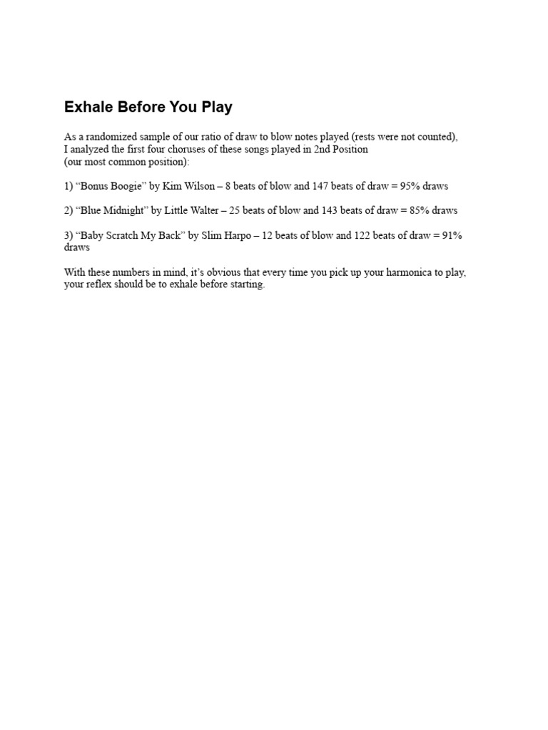 Harmonica Playing: Exhale First Tips | PDF